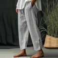 thumbnail image 3 of Women Spring Summer Casual Pants Mid-rise Elastic Waist Drawstring Jogging Yoga Pants With Pockets Wide Leg Harem Trousers, 3 of 5