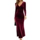 thumbnail image 1 of Vestido de noche elegante Qarigey con cuello en V para mujer con mangas largas Vestido ajustado Vino rojo S, 1 of 6