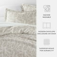 thumbnail image 5 of Noble Linens Linear Leaves Taupe 3-Piece Patterened Duvet Cover Set, King, 5 of 6