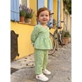 thumbnail image 5 of Loicainy Baby Toddler Girls Fall Clothes Set 6 12 18 24 Months 2T 3T 4T 5T Plaid Square Neck Button up Long Sleeve Shirt and Elastic Pants 2 Piece Outfits, 5 of 9