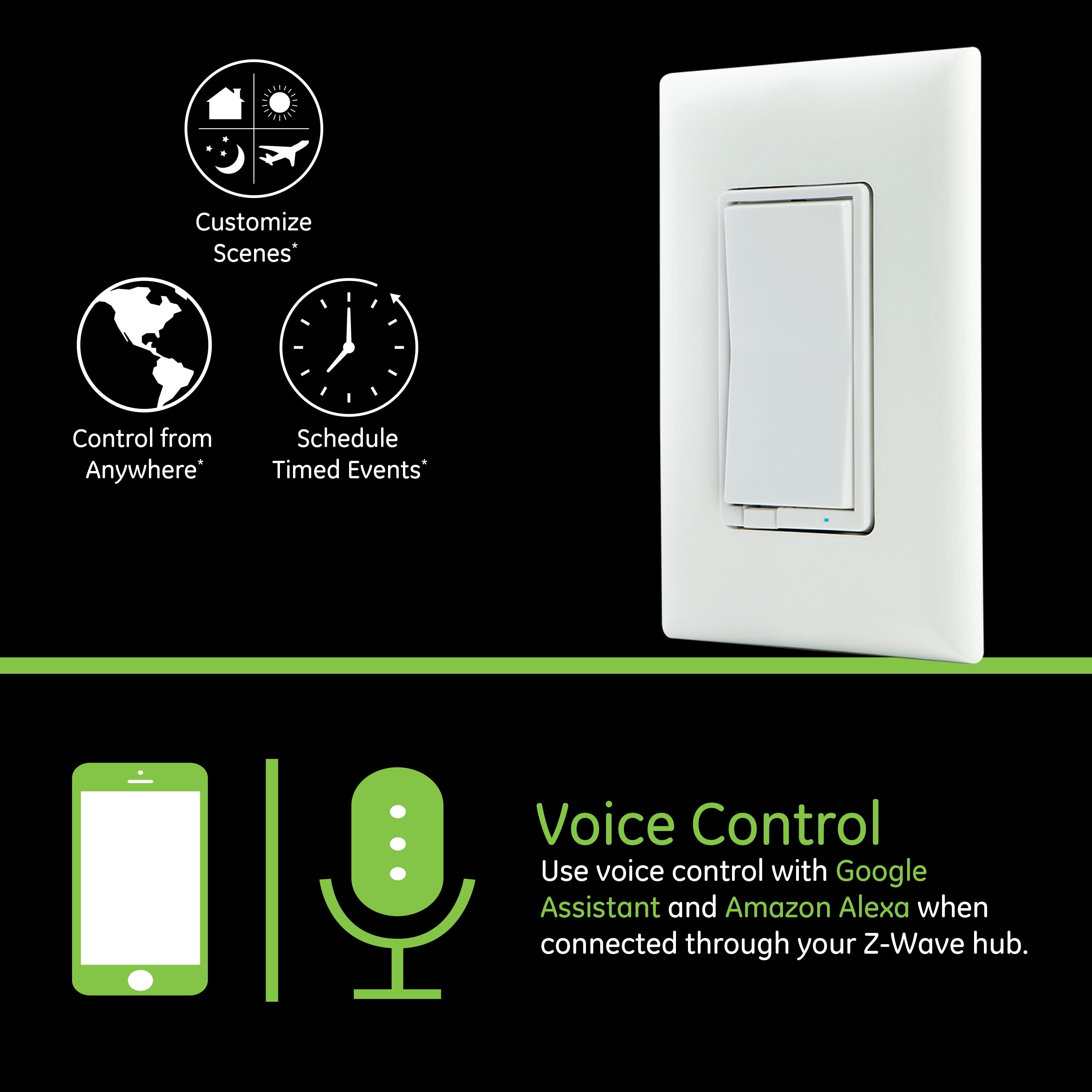 GE Enbrighten Z-Wave Plus Smart Light Switch 2-pack, 49156, White and Light Almond