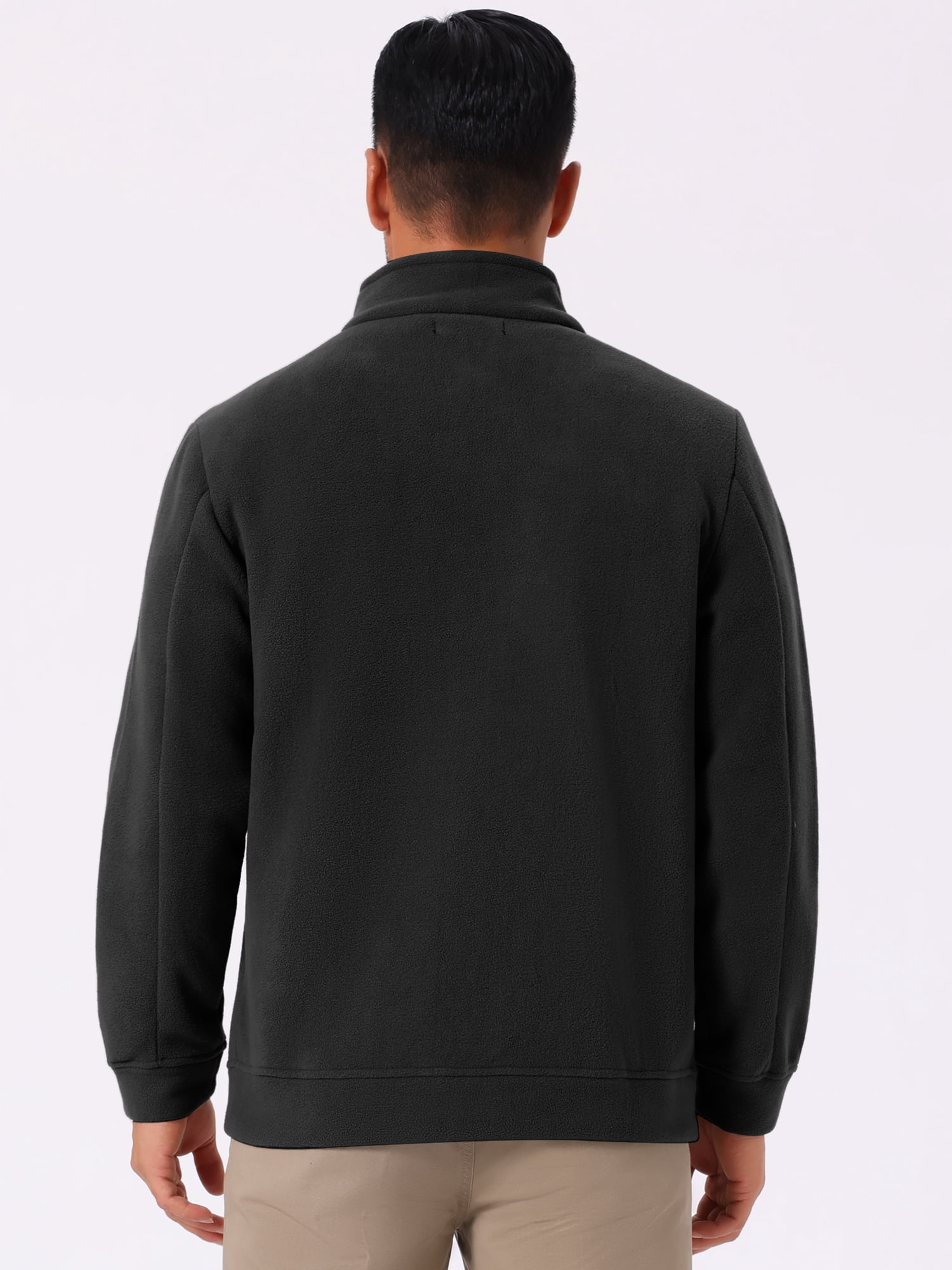 DARING DIVA Men's Winter Solid Stand Collar Zipper Soft Fleece Jacket M Black