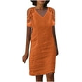 thumbnail image 2 of BONIXOOM Sexy Dresses for Women Date Night Multi-theme Party V-Neck Tab Short Sleeve Lace Dress Geometric Orange Dresses, 2 of 5