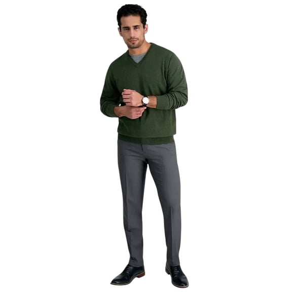 Haggar Mens Slim fit Dress Pants 34 / 30 Mid Gray Solid