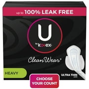 U by Kotex CleanWear Ultra Thin Feminine Pads with Wings, Heavy, 40 Count