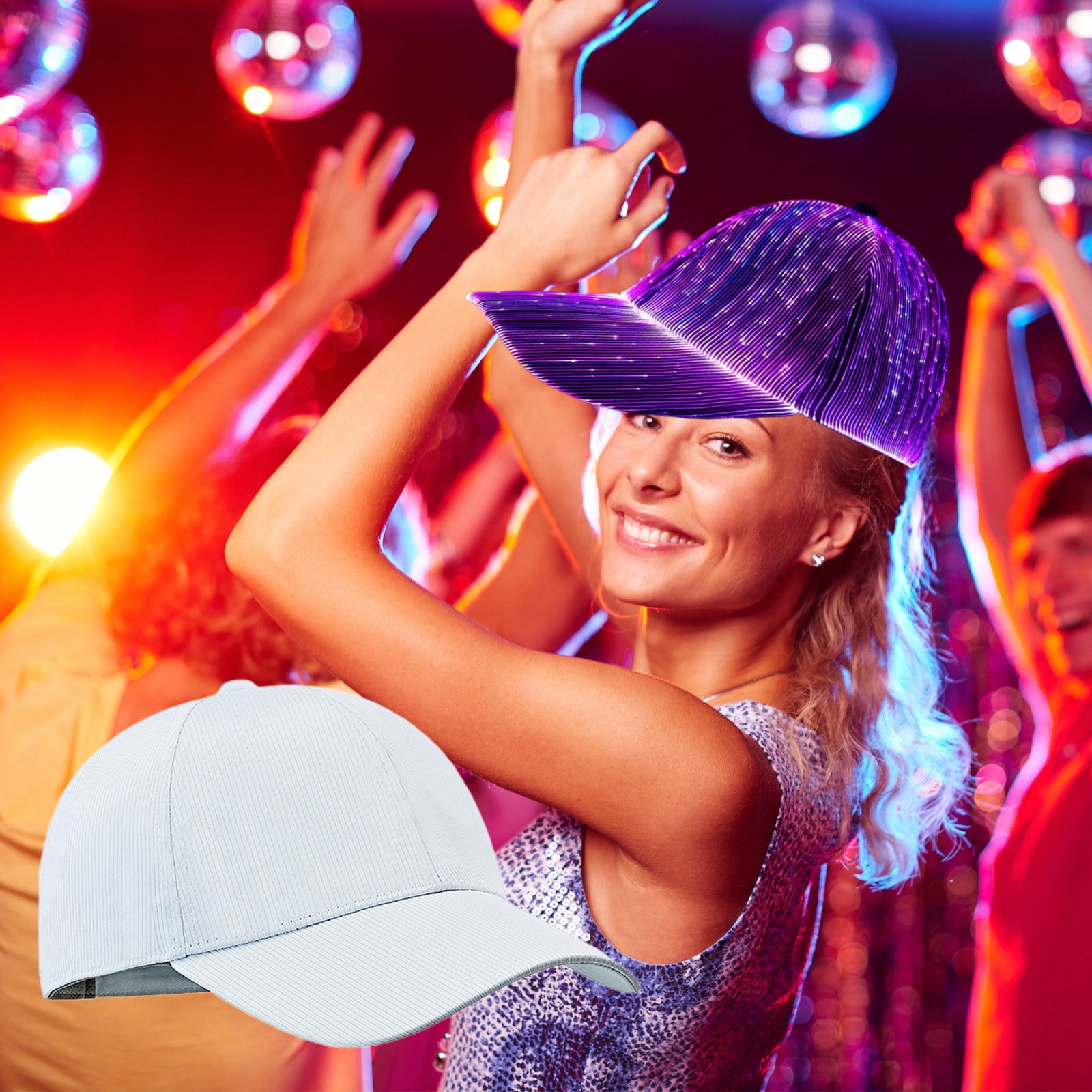 Fiber optic cap, LED hat with 7 colors luminous glowing, EDC 