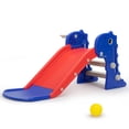 thumbnail image 3 of Kids Slide for Indoor Outdoor, 3 in 1 Freestanding Slide for Toddler Baby 1-3 Age, Kids Play Climber Slide Playset Outdoor Toys with Basketball Hoop, Ball and Ladder, Red/Blue, 3 of 10
