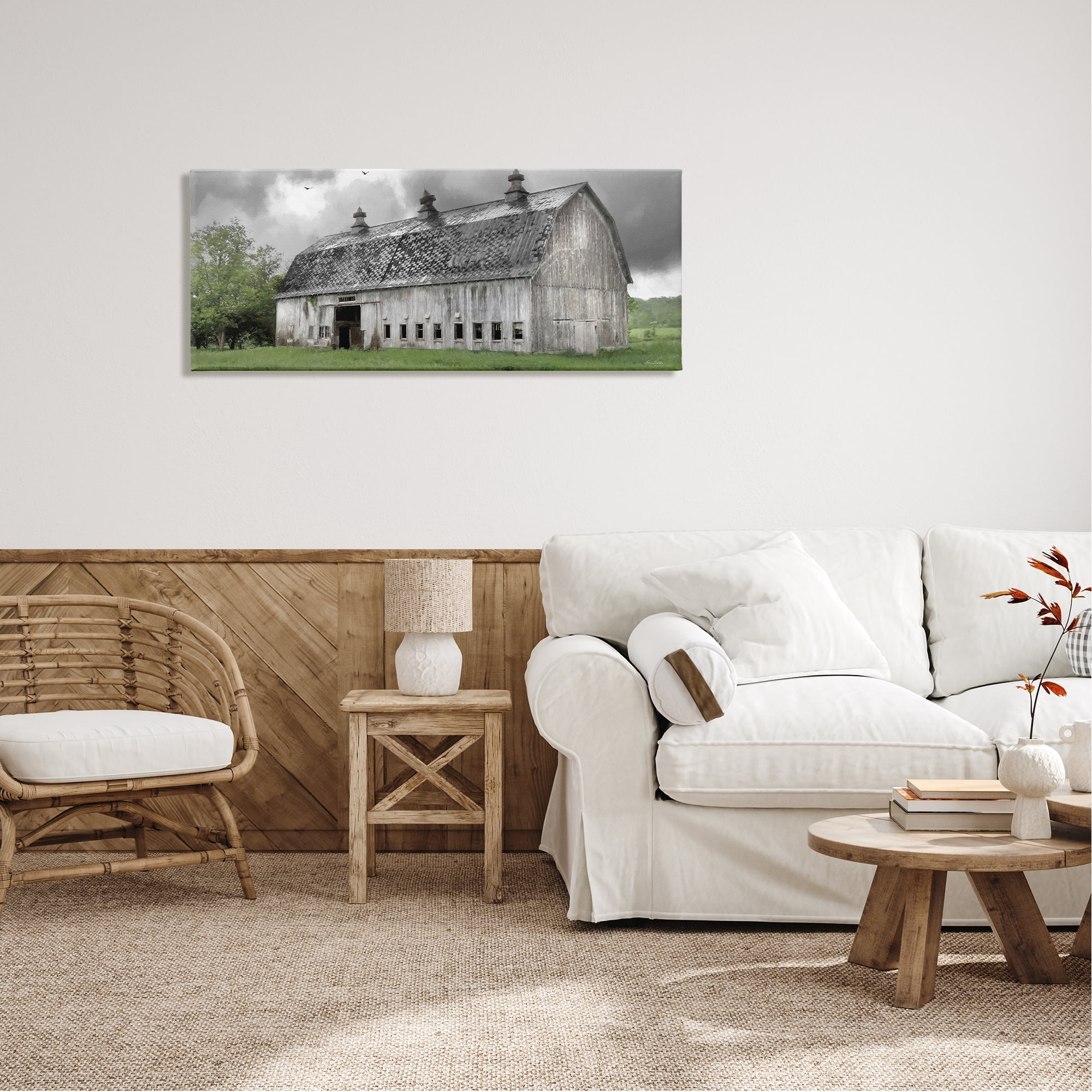 Stupell Farmland Barn Overhead Clouds Landscape Photography Gallery Wrapped Canvas Print Wall Art
