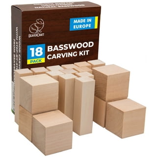 6 Pack Basswood Carving Blocks Kit, 6 x 2 x 2 Inch Unfinished Bass Wood  Whittling Soft Wood Carving Block Set for Kids Adults Wood Carving Beginner