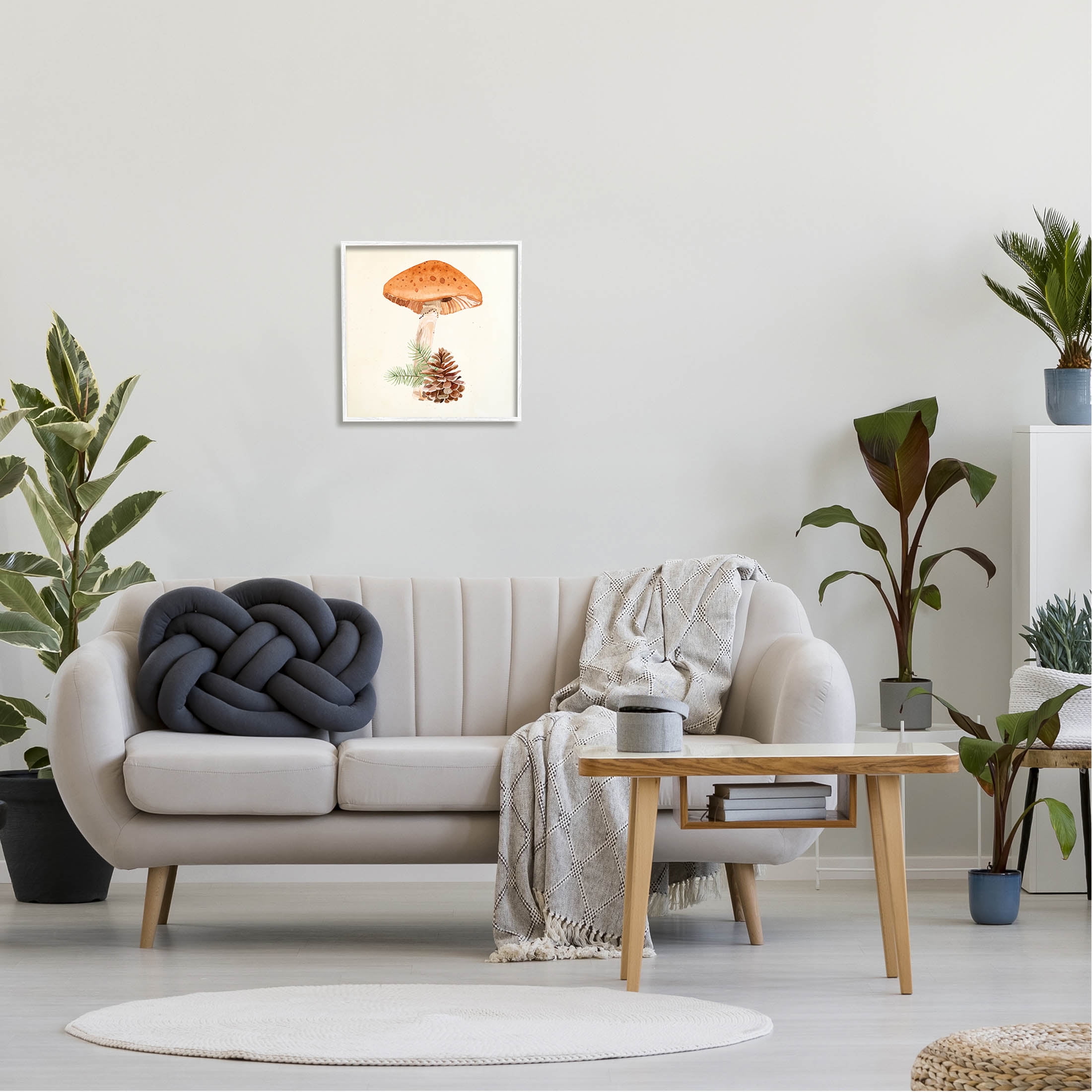 Mushroom Pinecone Botanicals Botanical & Floral Graphic Art White Framed Art Print Wall Art