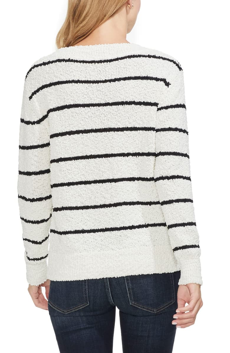 Vince Camuto Womens Chenille Stripe Pullover Sweater, Off-White, Large