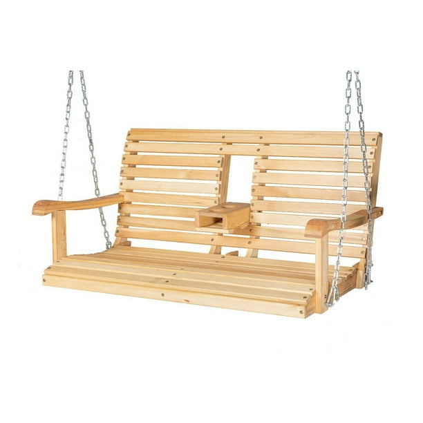 2 Seat Wooden Porch Swing Outdoor Patio, Wooden Porch Bench Swing