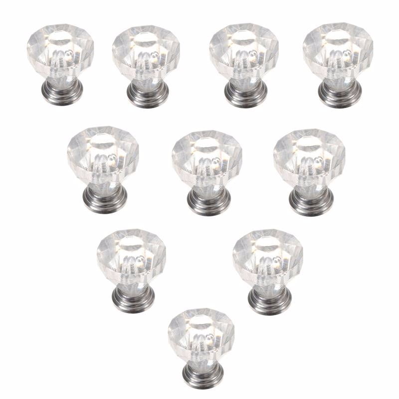 Meigar 10 Pack Drawer Knob Pull Handle Clear Crystal Dresser Glass