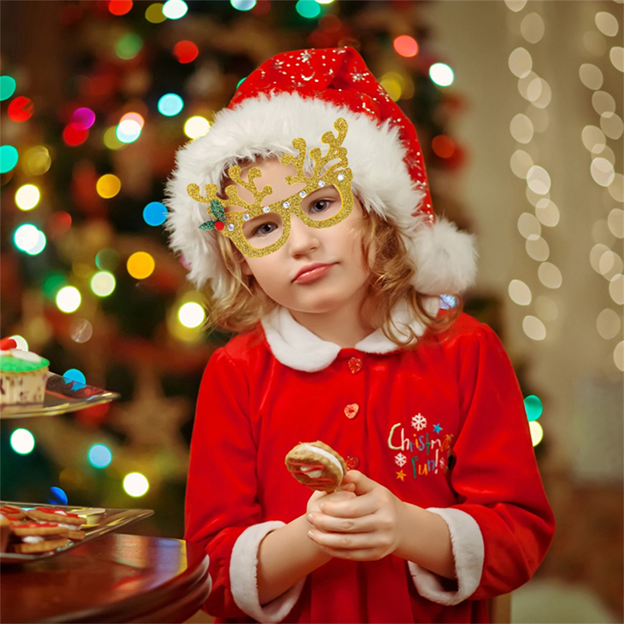 Aneco 9-Pack Christmas Headbands & Glasses – Xmas Party Hats, Festive Costume Accessories For Parties & Photos