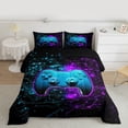 thumbnail image 2 of Homewish Gamepad Controller Queen Comforter Set,Gaming Gamer Bedding Sets,Blue Purple Black Bedding Comforter Set For Teens,Ultra Soft Home Decor Reversible,3pcs, 2 of 8