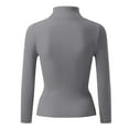 thumbnail image 5 of TrdSipl Women's Casual Slim Fitted Basic Tops Knitted Light Weight Turtleneck Pullover Sweater Winter Warm Undershirts Gray M, 5 of 6