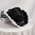 thumbnail image 5 of Cowgirl Hat Felt Cowboy Hat for Women Fluffy Feather  Brim Shiny Crown Sequins Retro Cap Western Party, 5 of 9