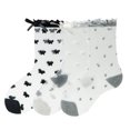 thumbnail image 3 of Girls Sheer Mid Calf Socks with Ruffle Cuff Bow and Textured Dot Pattern Lightweight Dress Socks for Kids Daily Wear, 3 of 5