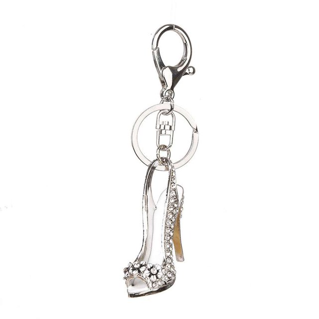 Sonducket 1 llavero de aleación, llavero de tacones altos, llaveros de zapatos, llavero de cristal de diamantes de imitación, llavero de coche, regalo Accesorios de disfraces Blanco plateado Sonducket PS10996-01