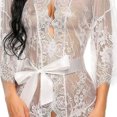 thumbnail image 3 of Traje de camisón con parte delantera abierta de encaje lencería de mujer Ropa de dormir con parte delantera abierta Mangas medias elegantes Perspectiva transpirable Poliuretano ANGGREK Otros, 3 of 7
