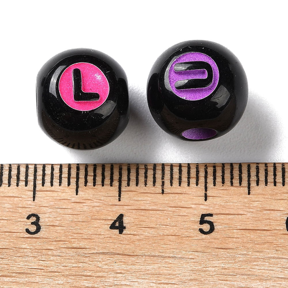 500gs Spray Printed Opaque Acrylic European Beads Large Hole Beads Round with Letter Mixed color 11.5x10.5mm Hole: 4mm about 1000pcs/500g