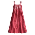 thumbnail image 6 of Costeam Womens Square Neck Sleeveless Maxi Dress Floral Embroidery Wide Strap Loose Linen Blend Flowy Long Tank Sundress with Side Pockets Outfit, 6 of 6