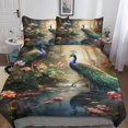thumbnail image 1 of Peacocks Modern Comforter Cover Set With Hidden Zipper Closure - Trendy Microfiber Animal Bedding With 3d Print, 3-piece Set With Pillowcases, For Boy, 1 of 5