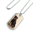thumbnail image 2 of Rottweiler Dog Headphones Sitting DJ Military Dog Tag Pendant Necklace with Chain, 2 of 5