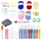 thumbnail image 2 of Kit de tejido DIY con ganchos de crochet de plástico de crisantemo azul y bolsa de almacenamiento de hilo de lana para principiantes, 2 of 15