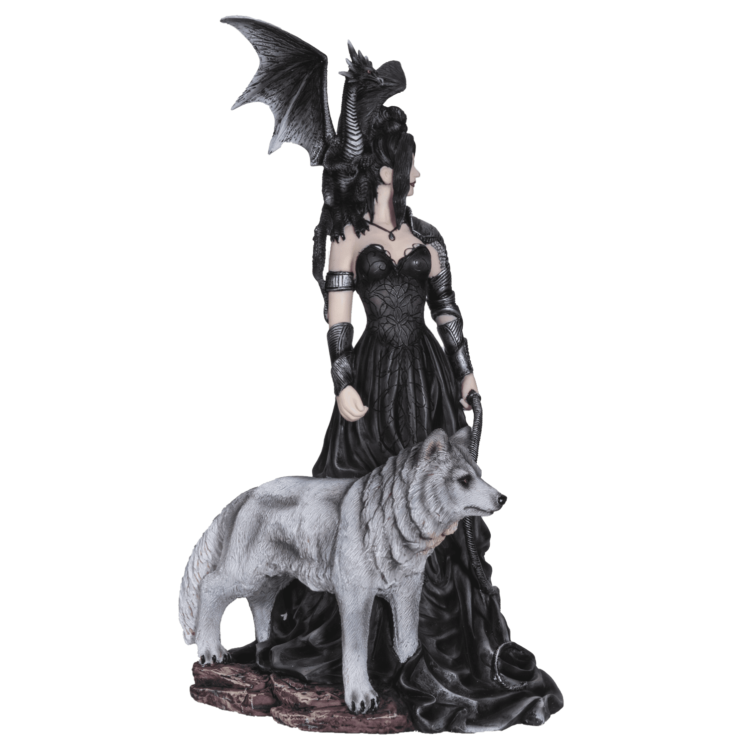 Pacific Giftware Nene Thomas Collection Bella Maestra with Wolf and Winged Dragon Resin Figurine Statue