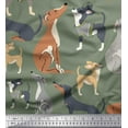 thumbnail image 1 of Soimoi Green Poly Georgette Fabric Cute Dog Print Fabric by the Yard 42 Inch Wide, 1 of 3