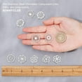 thumbnail image 3 of 1 Box 16Pcs 8 Styles Chandelier Connector Charms Hollow Flower Component Links Stainless Steel Filigree Flat Round Loops Charms for Jewelry Making Charms Earrings Findings Silver, 3 of 5