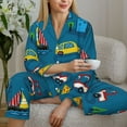 thumbnail image 6 of Uemuo Transportations with Buildings Pattern Womens Pajama Sets,PJ Set for Women,Pajamas for Women Logo,Long Sleeve Pajama Set for Women,Soft Long Sleeve Top With Pants-Small, 6 of 9
