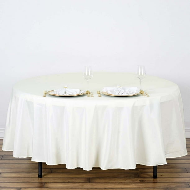 BalsaCircle 108" Round Polyester Tablecloth Wedding Table Linens Ivory