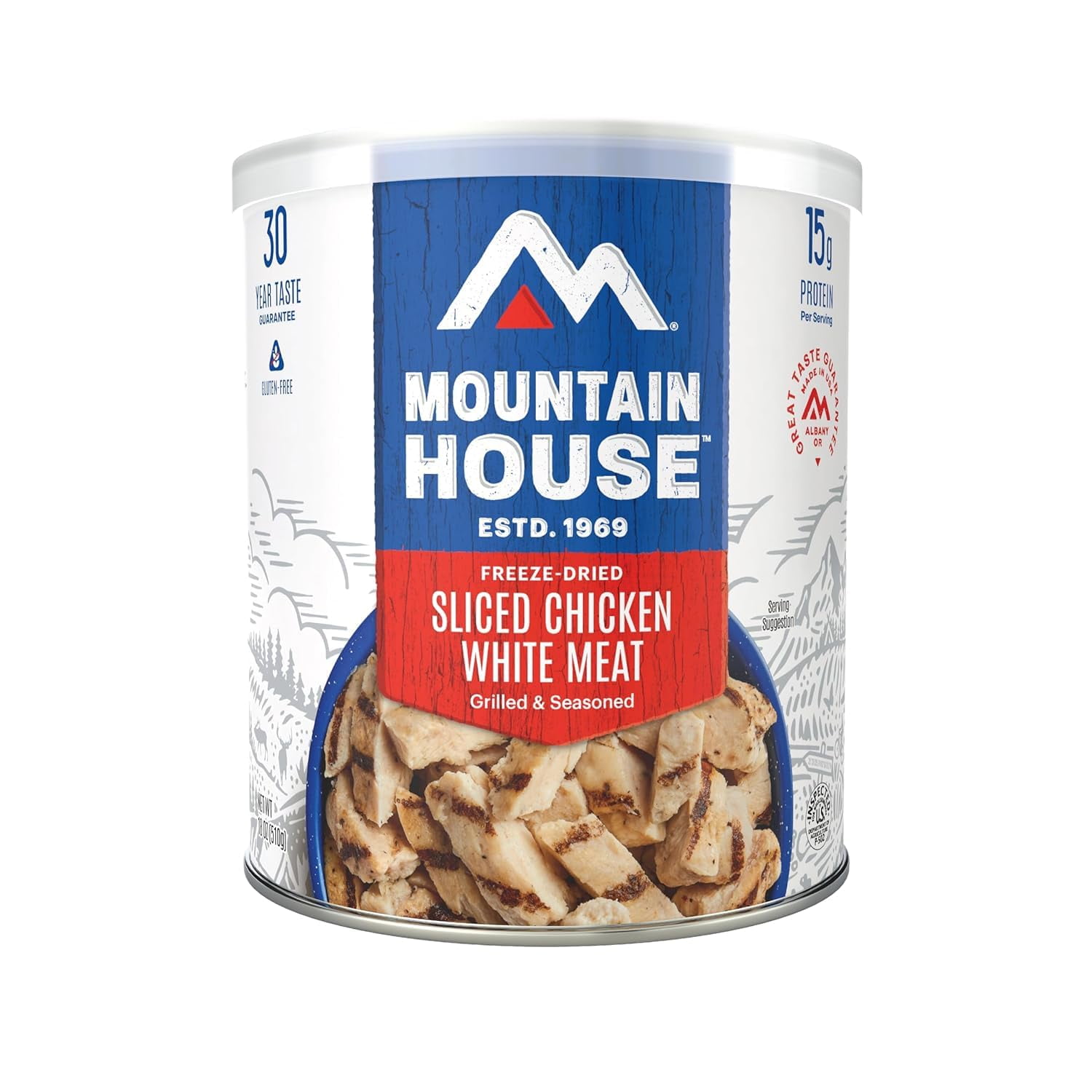 Mountain House Freeze-Dried Grilled Sliced Chicken White Meat, #10 Cans, 24 Servings per Can, 6-Pack, Long-Lasting Multi-Serving Food for Camping, Hiking | 30 Years Shelf Life | Made in USA