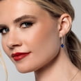 thumbnail image 4 of Gem Stone King 14K Yellow Gold Blue Created Sapphire and Lab Grown Diamond Dangle Earrings for Women | 4.96 Cttw | Gemstone September Birthstone | Oval 9X7MM, 4 of 6