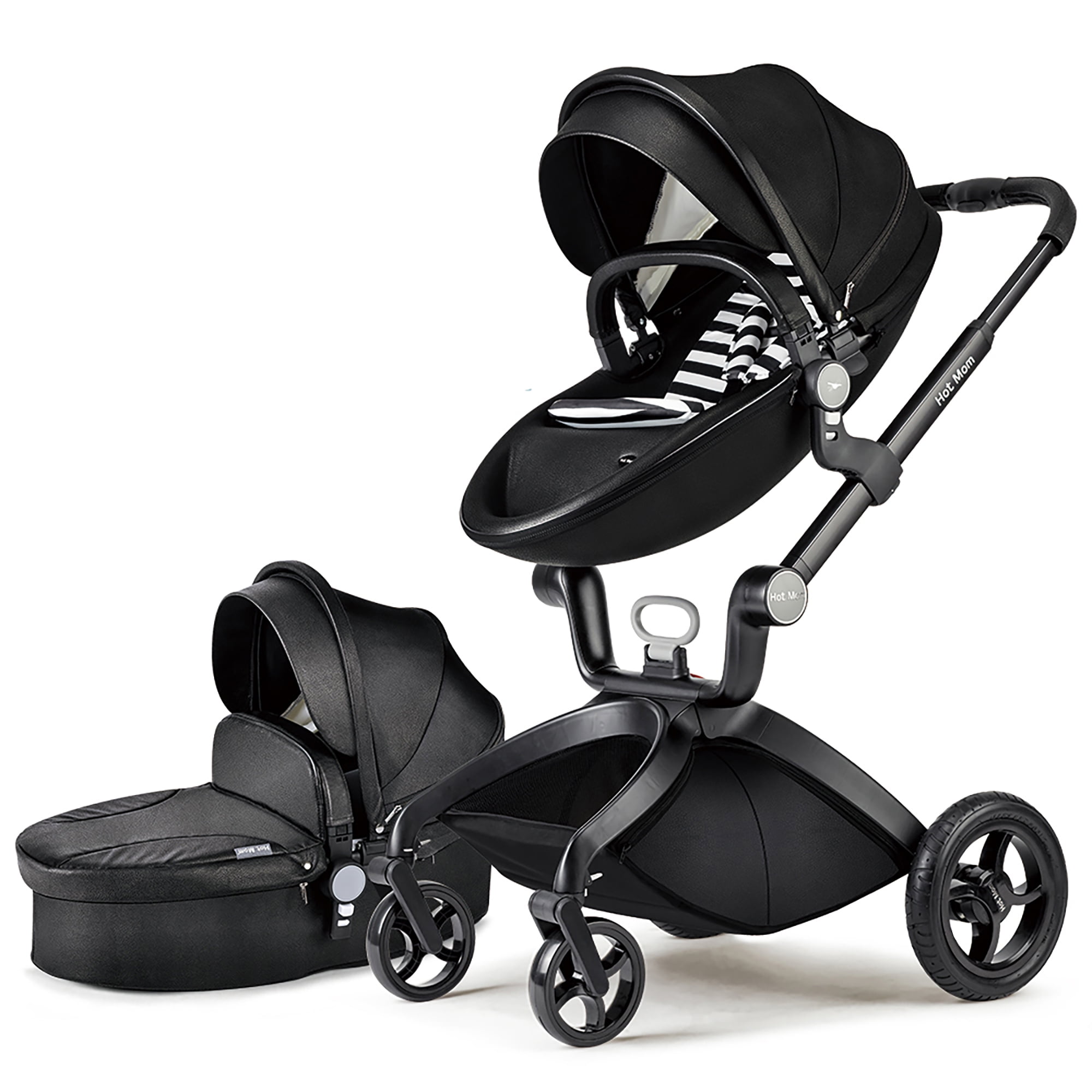 LUXURY baby stroller foldable jogger Carriage Infant Travel system PU pushchair 