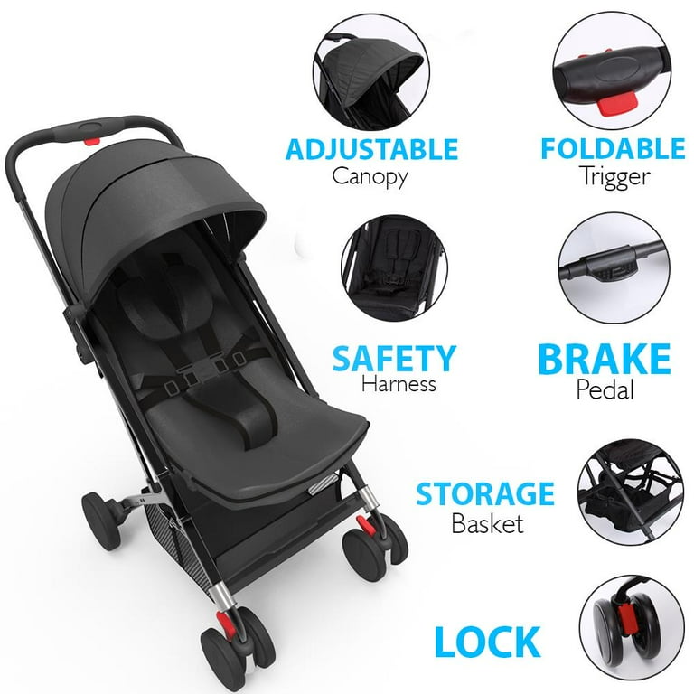 Jovial JPC18BK Portable Folding Baby Stroller 16.3 Compact