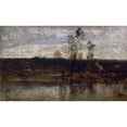 thumbnail image 2 of Félix Ziem 14x10 Black Ornate Wood Framed Double Matted Museum Art Print Titled: River Edge (1850-1860), 2 of 5