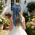 thumbnail image 2 of Bmisegm Headwear for Girls Elegant Triple Layer Bow Flowing Ribbon Bridal Hair Clip for Wedding Occasions Headbands Navy_001, 2 of 6