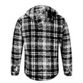 thumbnail image 4 of Mens Shirts Men's Flannel Plaid Hooded Jacket Button Down Sherpa Fleece Lined Long Sleeve Warm Y2k Heavyweight Coat, 4 of 5