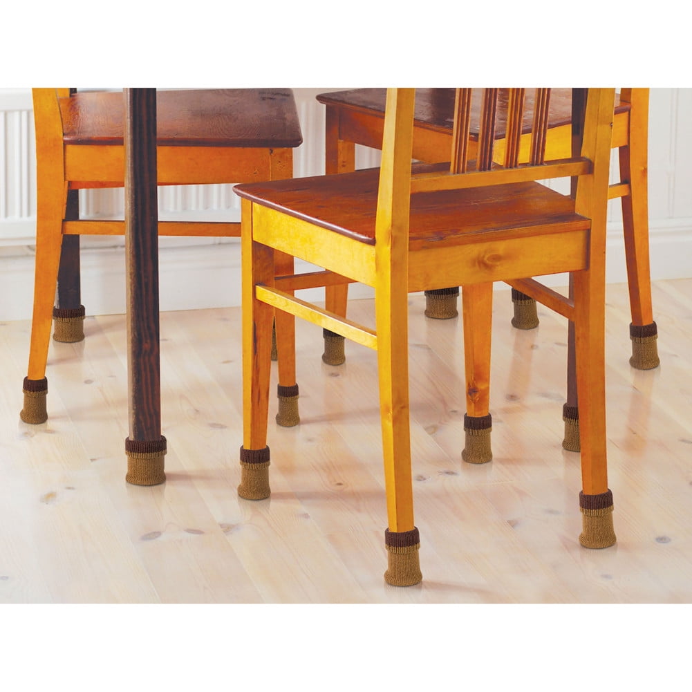 Set of 4 Furniture Leg Booties Brown Knit Floor Protectors