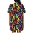 thumbnail image 3 of Kdxio Colorful Cats Print Pajamas Sets for Women Short-Sleeved Pjs with Lounge Shorts Two Piece Sleepwear S-4XL, 3 of 9