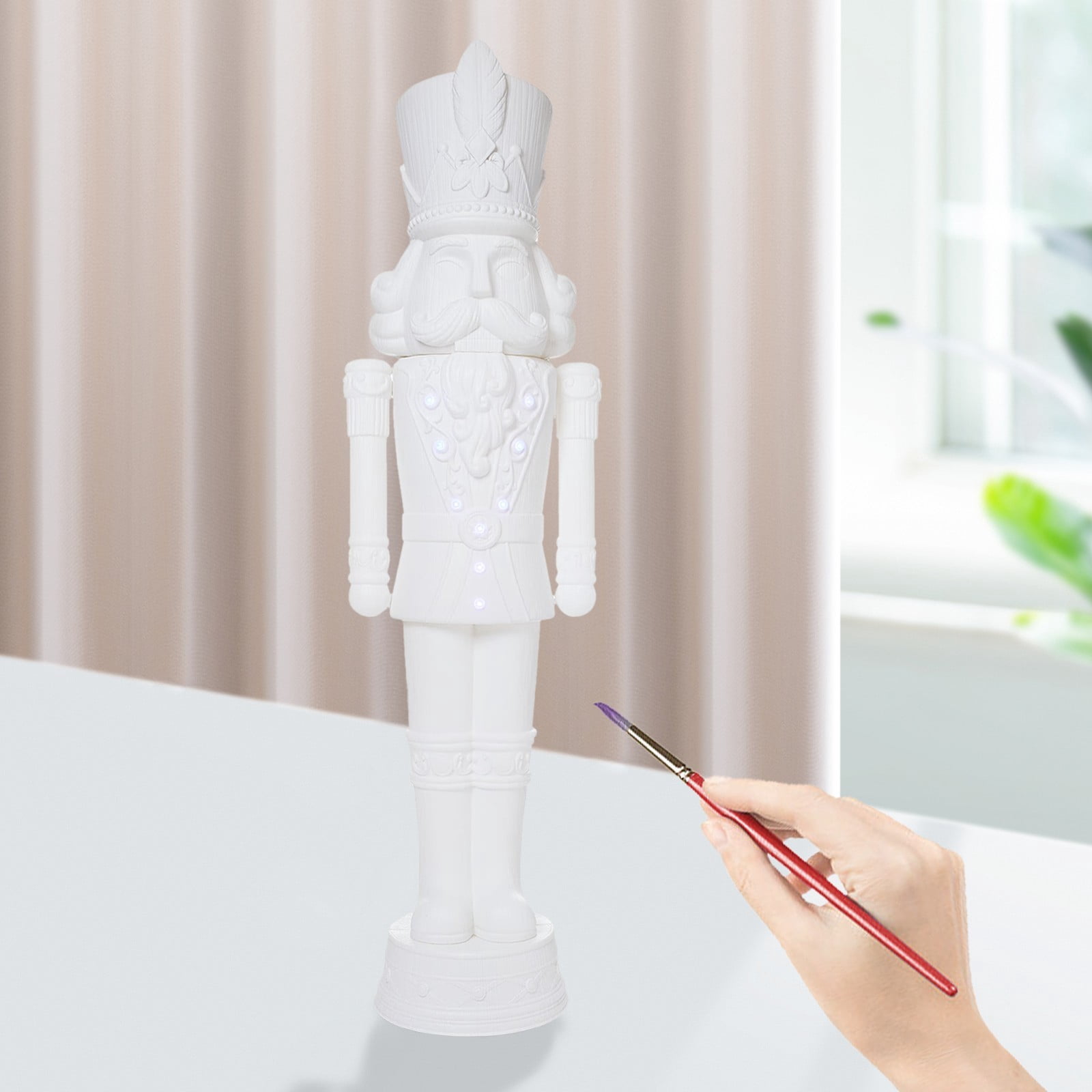 7.87”White Nutcracker Christmas Decoration,Paint it Yourself Light-Up Animated Blow Mold Nutcracker Decoration