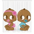thumbnail image 3 of Ambesonne Cartoon Shower Curtain, Cartoon Characters Diapers, 69"Wx70"L, Pale Brown Sky Blue, 3 of 3