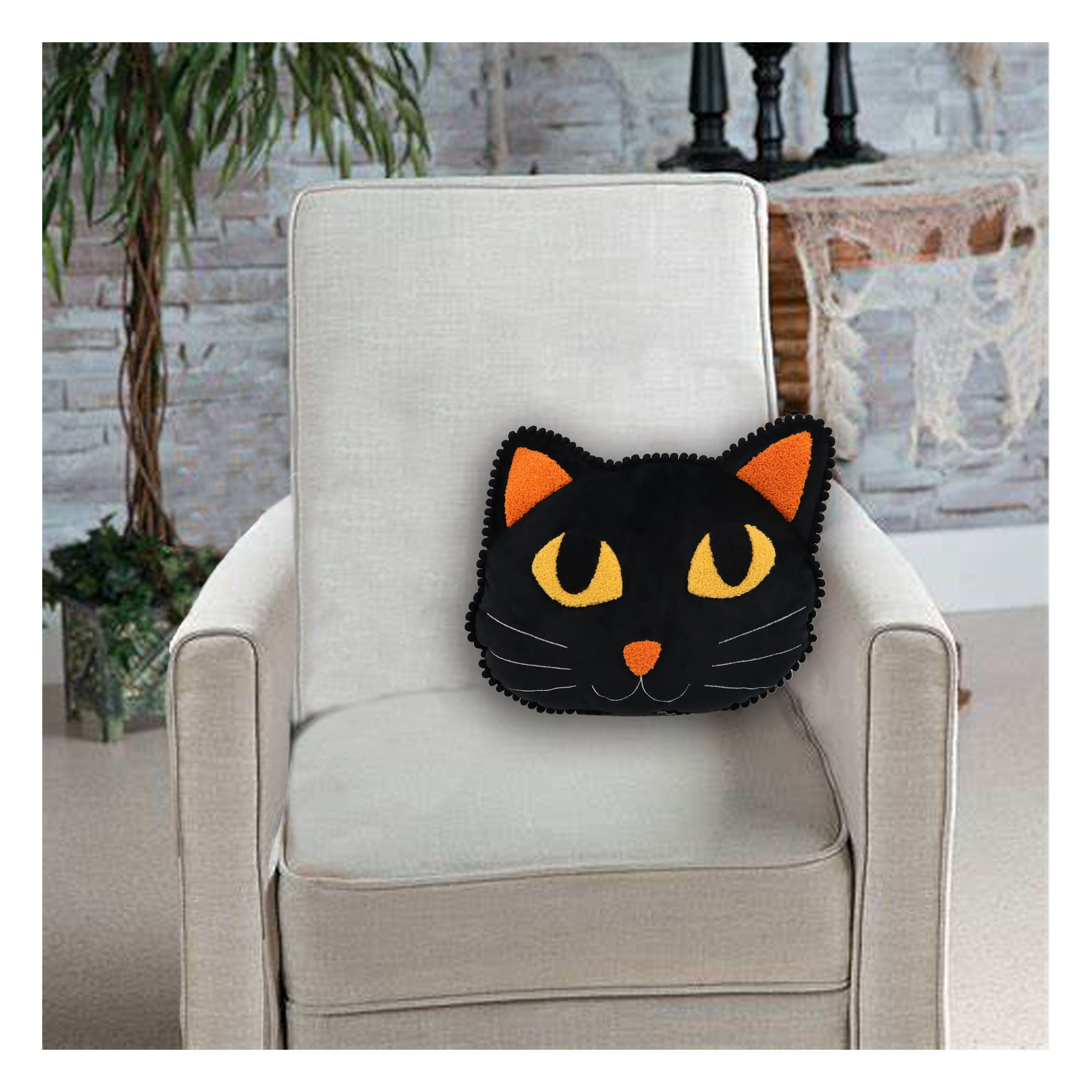 Black cat, Halloween, pumpkins - Happy Halloween for cat AOP Pillow -  Wayrumble
