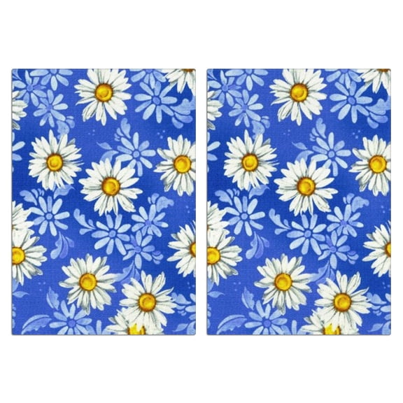 2 Pcs Funny Kitchen Towels,Blue Daisy Flower Lightblue Petals Pattern Microfiber Dish Towels,Kitchen Tea Towels,Kitchen Towel Set (18" X 26")