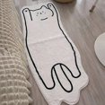 thumbnail image 2 of Alfombra nórdica de dibujos animados para dormitorio, mesita de noche, alfombra suave con bonito gato, alfombra antideslizante para baño, color blanco, 2 of 5