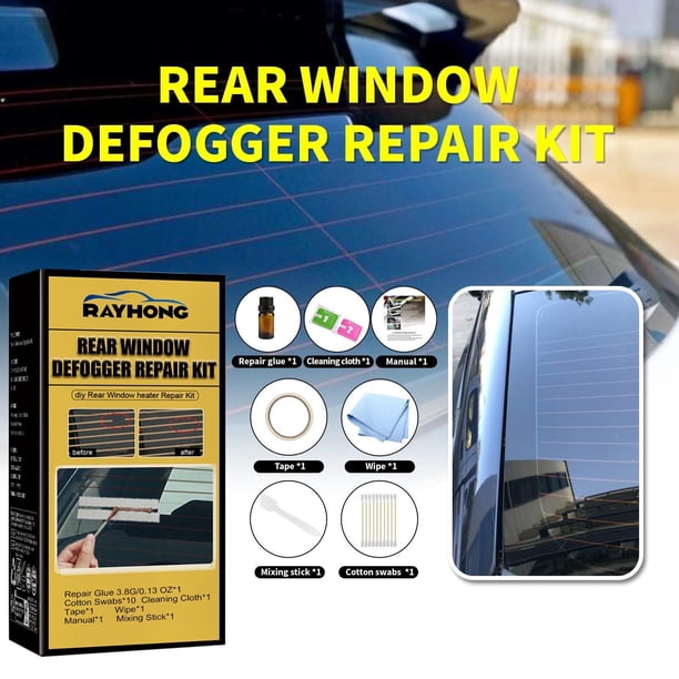 Kit de reparación del desempañador de la luneta trasera del coche | Reparación casera de la rejilla del calefactor del parabrisas | Adhesivo conductor de 10 ml | Incluye hisopo, paño y cinta