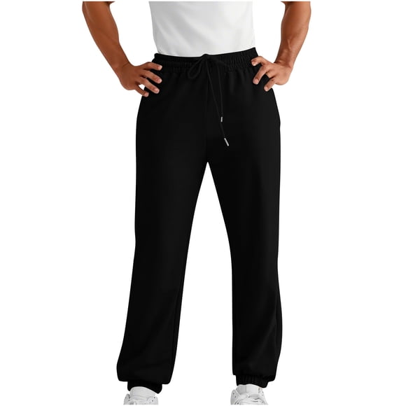 aohooy Men's Fleece Elastic Bottom Jogger Sweatpants - Drawstring Workout Track Running Gym Athletic Pants with Pockets Black,M